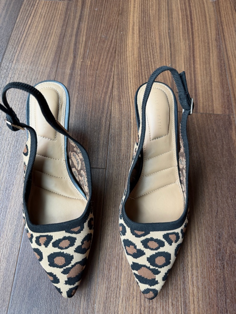 Kelly & Katie Leopard Print Pointed Slingbacks - Beige/Black/Brown